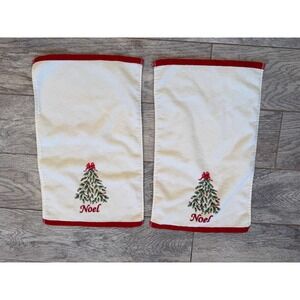 Lenox Set of 2 Hand Towels‎ Christmas Tree Noel Holiday Tea Bath Towel Fingertip